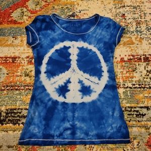 dELIAS Tie Dye Peace Sign Blue Tee